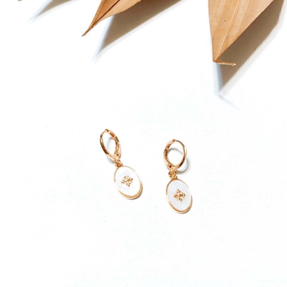 Geo dangle hoop earrings #814 - Picture 4 of 4